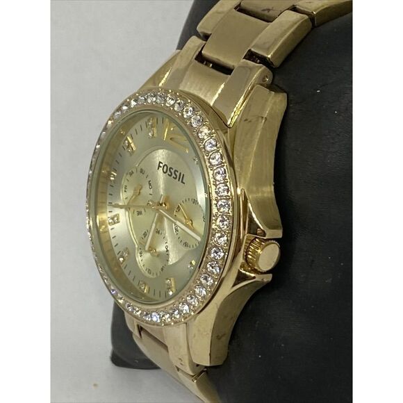 Fossil Riley ES3203 Women's Gold Stainless Steel Analog Dial Quartz Watch LB309 - Picture 4 of 12